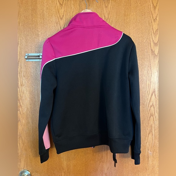 FILA athletic pink and black athletic full zip jacket size L with puff shoulder - Picture 12 of 13
